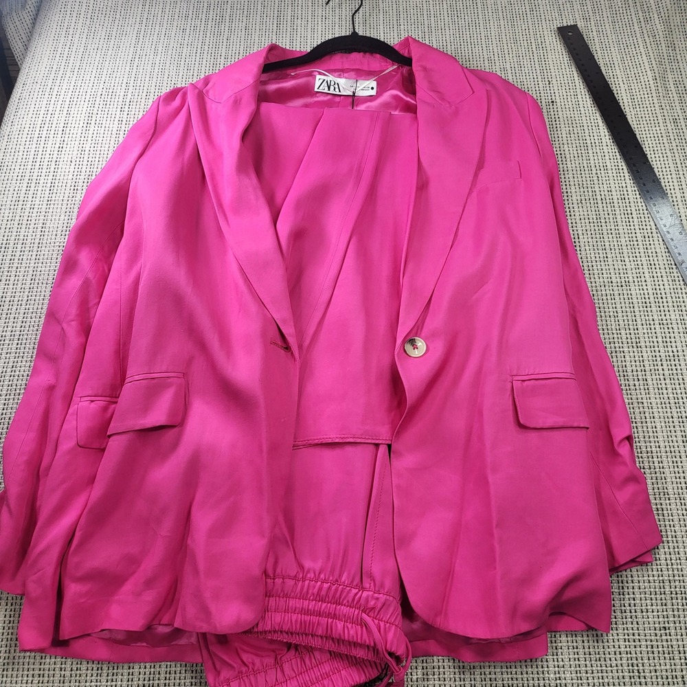 Zara Short Suit Women L Pink 3528/816/460 Blazer Shorts Set Co-ord Barbiecore